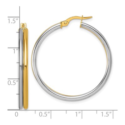 14K Yellow Gold 35mm Round Hoop Earrings – view 4