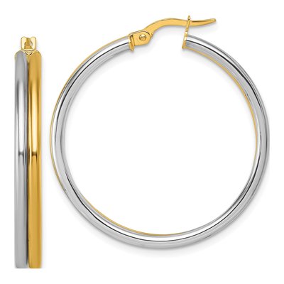 14K Yellow Gold 35mm Round Hoop Earrings