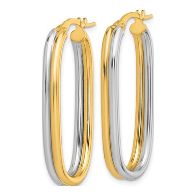 14K Yellow Gold Oval Hoop Earrings – view 3