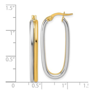 14K Yellow Gold Oval Hoop Earrings – view 4