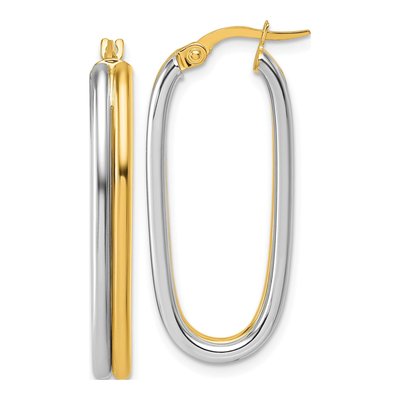 14K Yellow Gold Oval Hoop Earrings