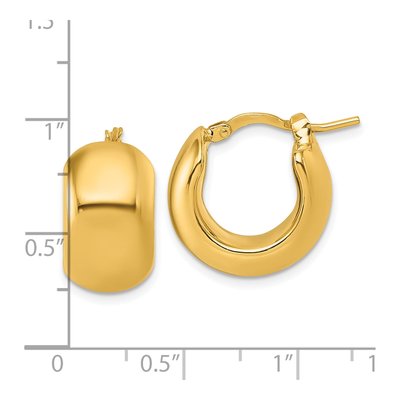 14K Yellow Gold 17mm Puffed Round Hoop Earrings – view 4