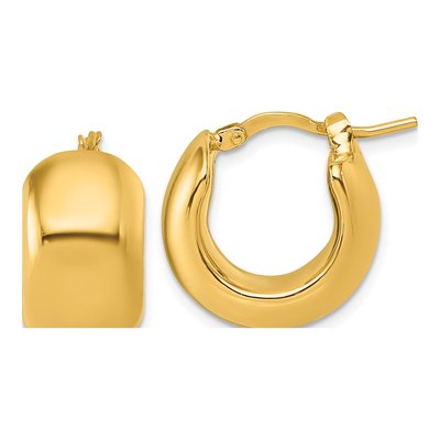 14K Yellow Gold 17mm Puffed Round Hoop Earrings