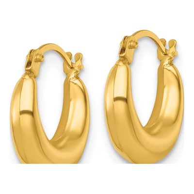 14K Yellow Gold 13mm Graduated Hollow Hoop Earrings – view 3