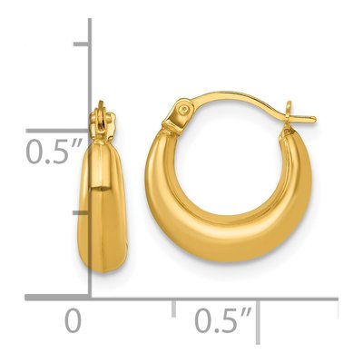14K Yellow Gold 13mm Graduated Hollow Hoop Earrings – view 4