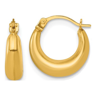 14K Yellow Gold 13mm Graduated Hollow Hoop Earrings