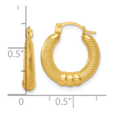 14K Yellow Gold 18mm Textured Hoop Earrings – view 4