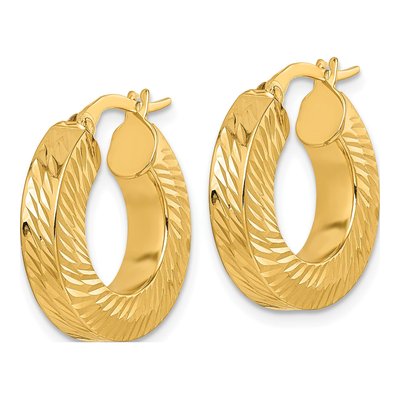 14K Yellow Gold 20mm Diamond-Cut Square Tube Hoop Earrings – view 3