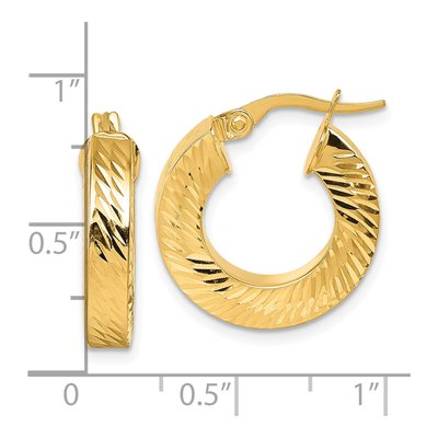 14K Yellow Gold 20mm Diamond-Cut Square Tube Hoop Earrings – view 4