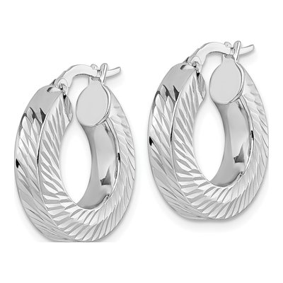 14K Yellow Gold 20mm Diamond-Cut Hoop Earrings – view 3