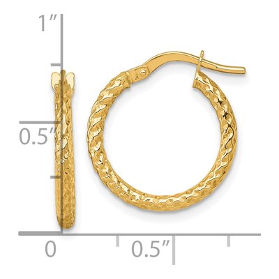 14K Yellow Gold Diamond-Cut Tube Hoop Earrings – view 4