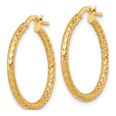 14K Yellow Gold 23mm Diamond-Cut Tube Hoop Earrings – view 3