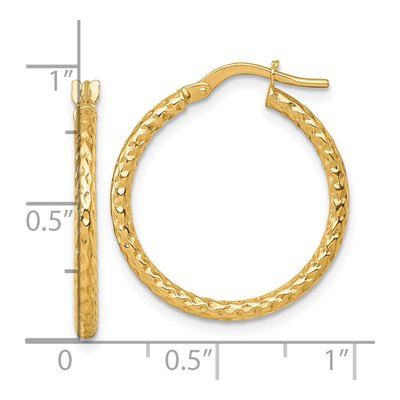 14K Yellow Gold 23mm Diamond-Cut Tube Hoop Earrings – view 4