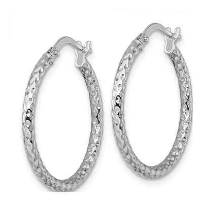 14K White Gold 23mm Diamond-Cut Tube Hoop Earrings – view 3