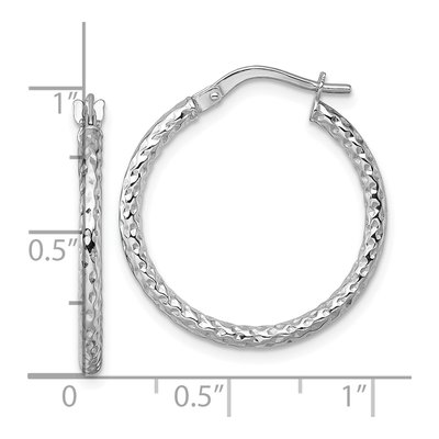 14K White Gold 23mm Diamond-Cut Tube Hoop Earrings – view 4