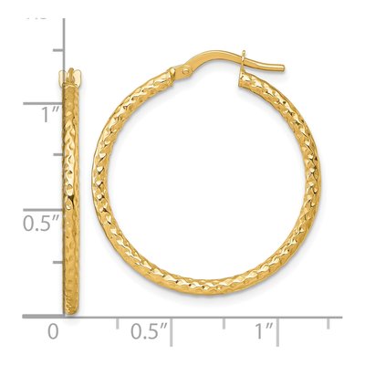 14K Yellow Gold Diamond-Cut Tube Hoop Earrings – view 4