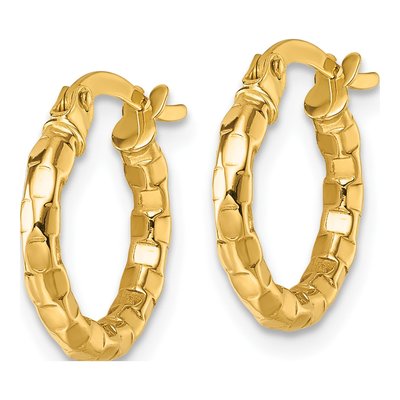 14K Yellow Gold Textured Tube Hoop Earrings – view 3