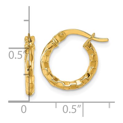 14K Yellow Gold Textured Tube Hoop Earrings – view 4