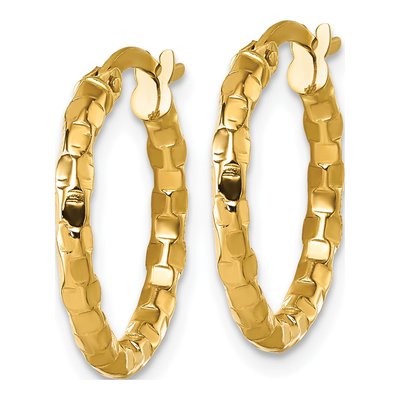 14K Yellow Gold Textured Tube Hoop Earrings – view 3