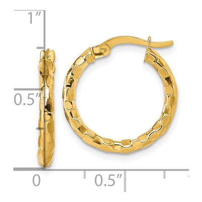 14K Yellow Gold Textured Tube Hoop Earrings – view 4