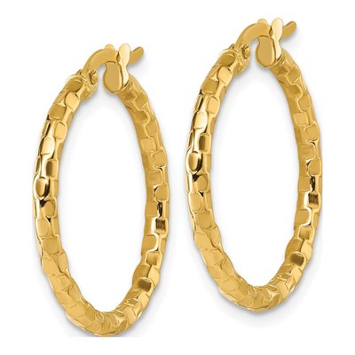 14K Yellow Gold Textured Tube Hoop Earrings – view 3