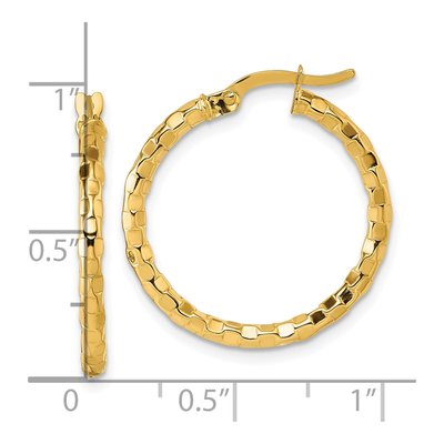 14K Yellow Gold Textured Tube Hoop Earrings – view 4