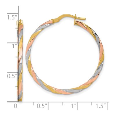14K Yellow Gold 35mm Twisted Tube Hoop Earrings – view 4