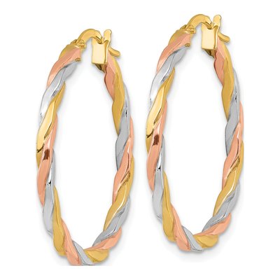 14K Yellow Gold 30mm Twisted Tube Hoop Earrings – view 3