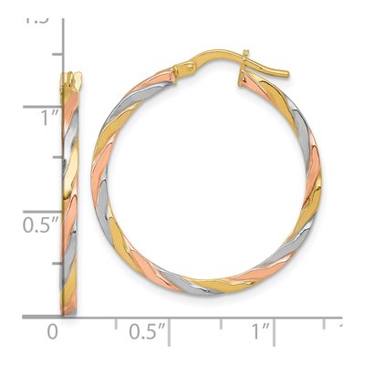14K Yellow Gold 30mm Twisted Tube Hoop Earrings – view 4
