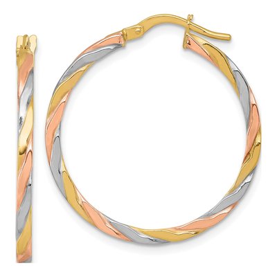 14K Yellow Gold 30mm Twisted Tube Hoop Earrings