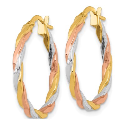 14K Yellow Gold 24mm Twisted Tube Hoop Earrings – view 3