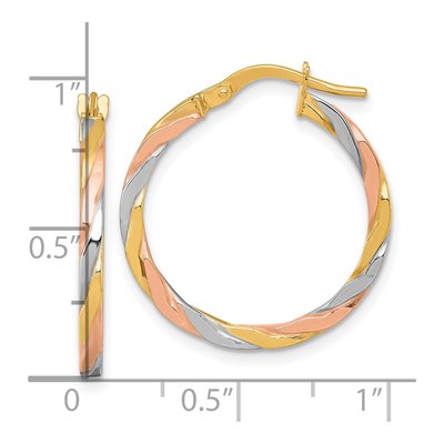 14K Yellow Gold 24mm Twisted Tube Hoop Earrings – view 4