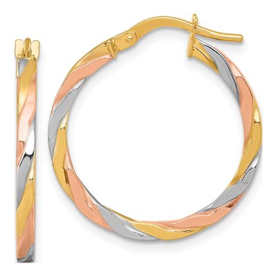 14K Yellow Gold 24mm Twisted Tube Hoop Earrings