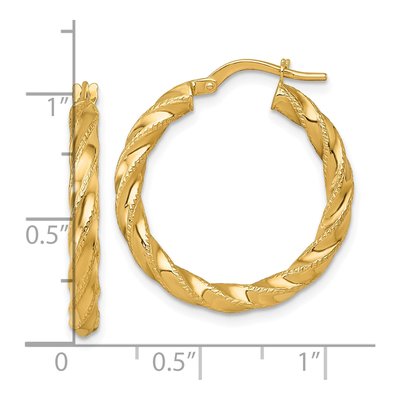 14K Yellow Gold 26mm Diamond-Cut Twisted Tube Hoop Earrings – view 4
