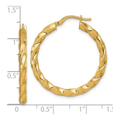 14K Yellow Gold 32mm Diamond-Cut Twisted Tube Hoop Earrings – view 4
