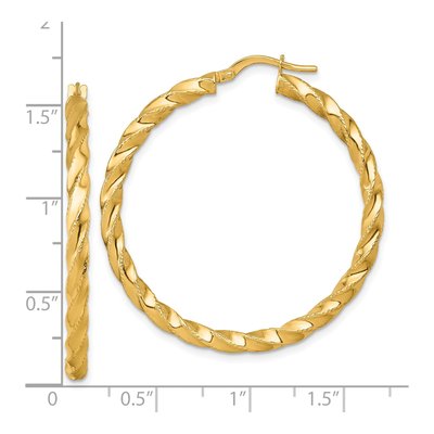 14K Yellow Gold 40mm Diamond-Cut Twisted Tube Hoop Earrings – view 4