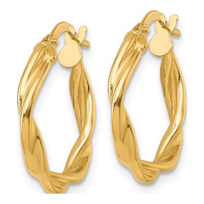 14K Yellow Gold 20mm Twisted Tube Hoop Earrings – view 3