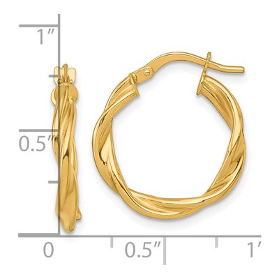 14K Yellow Gold 20mm Twisted Tube Hoop Earrings – view 4