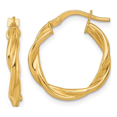 14K Yellow Gold 20mm Twisted Tube Hoop Earrings