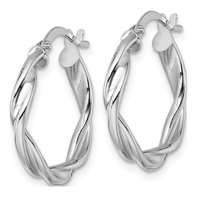 14K White Gold 20mm Twisted Tube Hoop Earrings – view 3