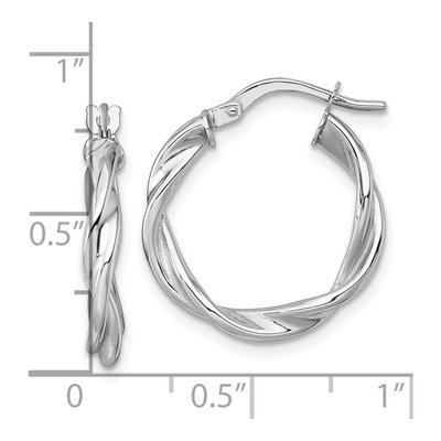 14K White Gold 20mm Twisted Tube Hoop Earrings – view 4