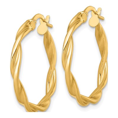 14K Yellow Gold 26mm Twisted Tube Hoop Earrings – view 3