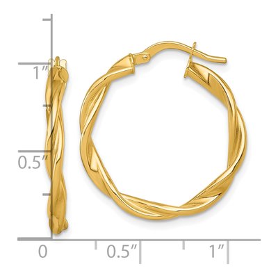 14K Yellow Gold 26mm Twisted Tube Hoop Earrings – view 4