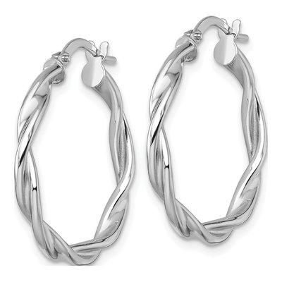 14K White Gold 26mm Twisted Tube Hoop Earrings – view 3
