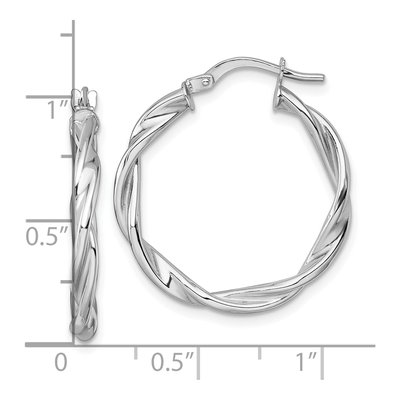 14K White Gold 26mm Twisted Tube Hoop Earrings – view 4
