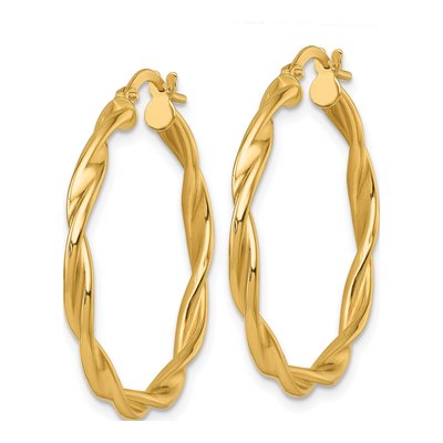 14K Yellow Gold 32mm Twisted Tube Hoop Earrings – view 3