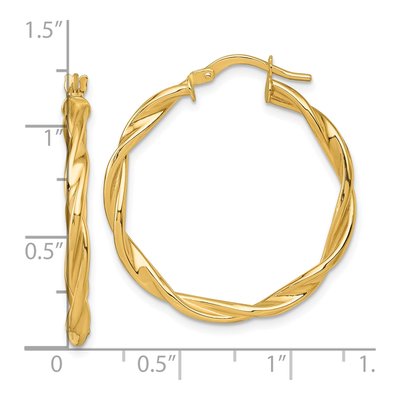14K Yellow Gold 32mm Twisted Tube Hoop Earrings – view 4