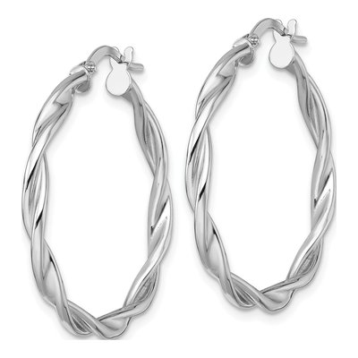 14K White Gold 32mm Twisted Tube Hoop Earrings – view 3