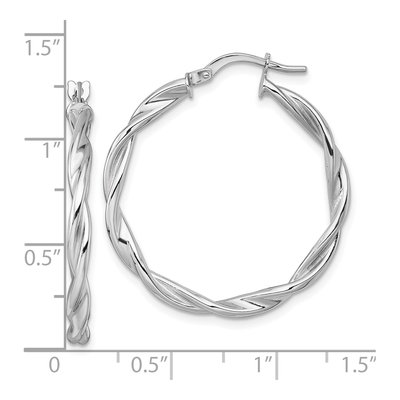 14K White Gold 32mm Twisted Tube Hoop Earrings – view 4
