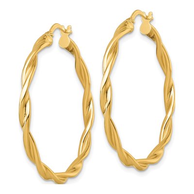 14K Yellow Gold 37mm Twisted Tube Hoop Earrings – view 3